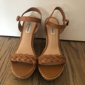 Steve Madden Tan Braided Strap Wedges